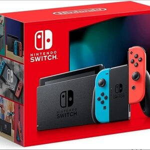 Nintendo Switch Console with Vibrant Red Blue Controllers (Free 2 New Games&Case